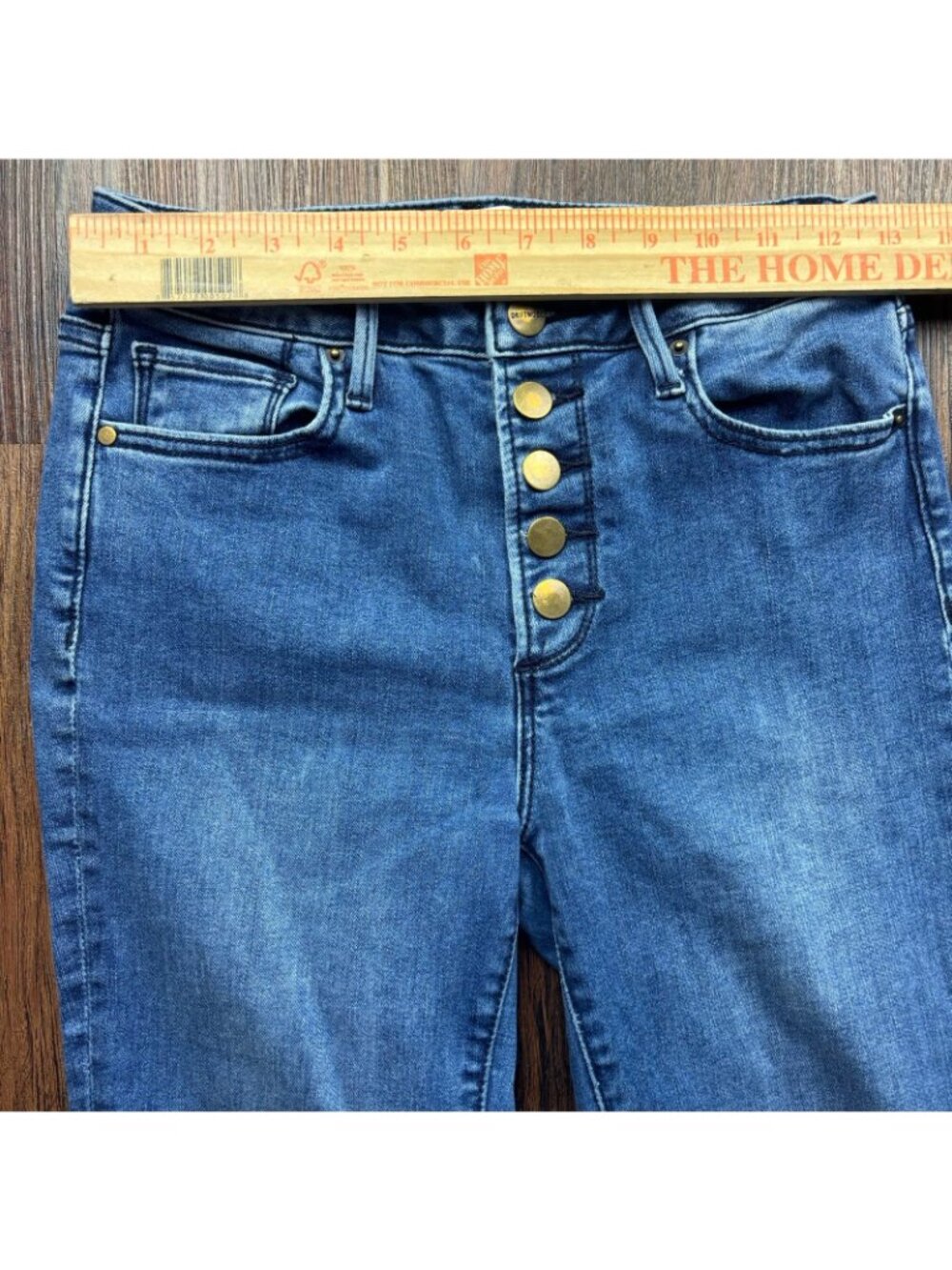 Driftwood Wyatt Flare Flare Exposed Button Fly Distressed Medium Wash Size W26 - Picture 7 of 11